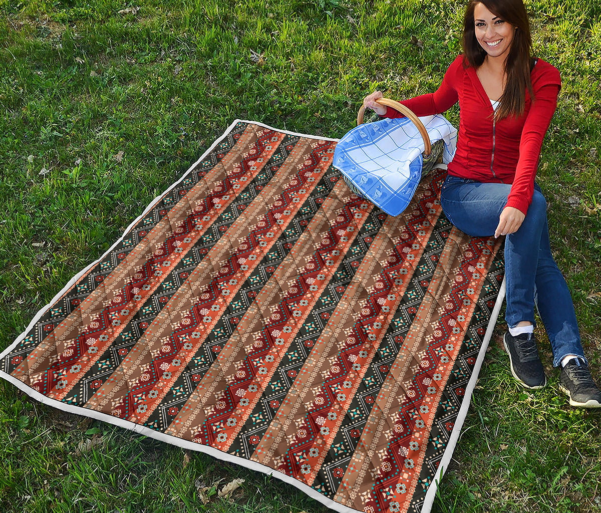 Ethnic Boho Tribal Pattern Print Quilt