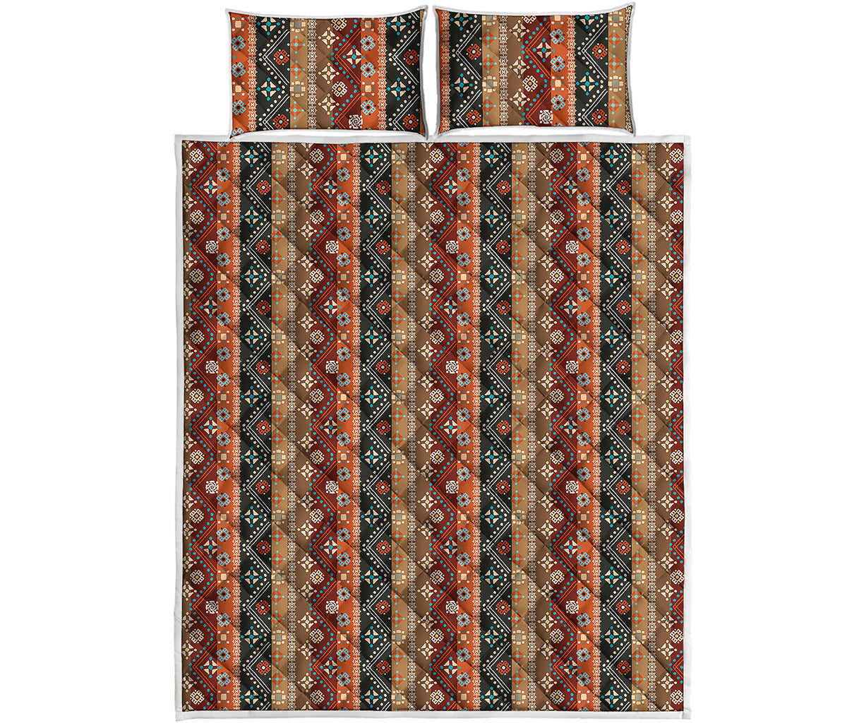 Ethnic Boho Tribal Pattern Print Quilt Bed Set