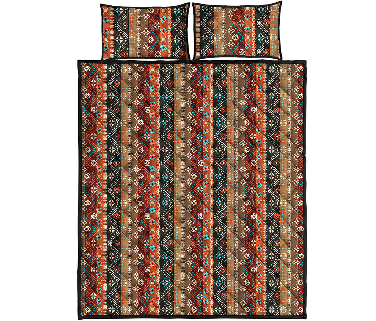 Ethnic Boho Tribal Pattern Print Quilt Bed Set