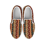 Ethnic Boho Tribal Pattern Print White Slip On Shoes