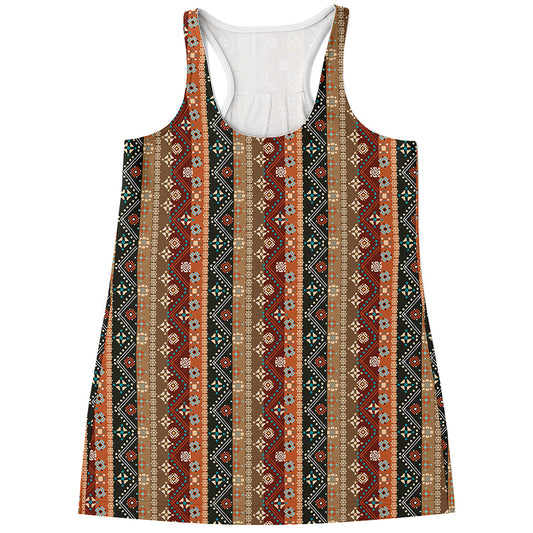 Ethnic Boho Tribal Pattern Print Women's Racerback Tank Top