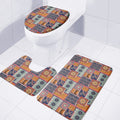 Ethnic Floral Patchwork Pattern Print 3 Piece Bath Mat Set
