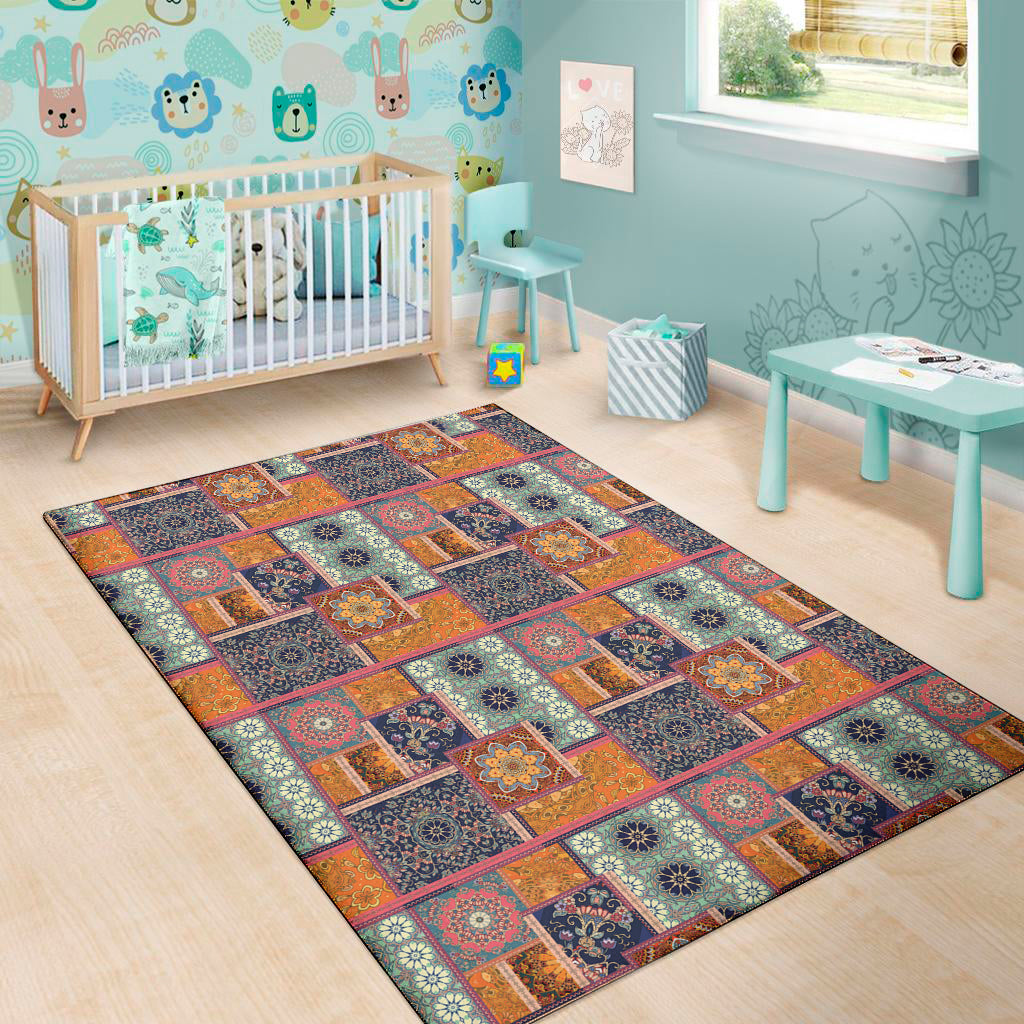 Ethnic Floral Patchwork Pattern Print Area Rug