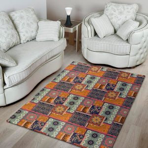 Ethnic Floral Patchwork Pattern Print Area Rug