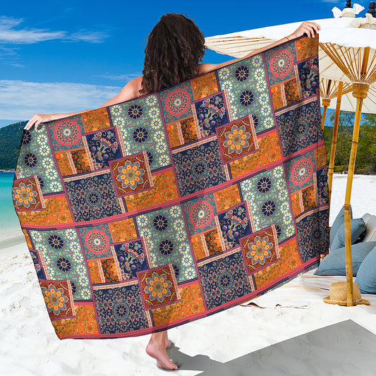 Ethnic Floral Patchwork Pattern Print Beach Sarong Wrap