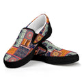 Ethnic Floral Patchwork Pattern Print Black Slip On Sneakers
