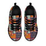 Ethnic Floral Patchwork Pattern Print Black Sneakers