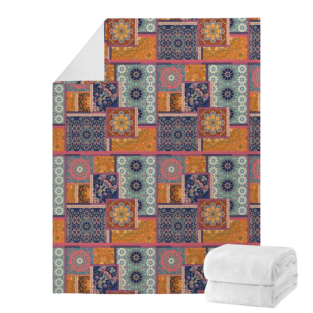 Ethnic Floral Patchwork Pattern Print Blanket