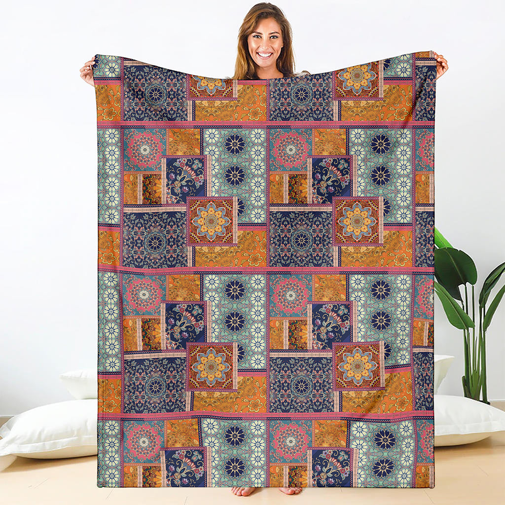 Ethnic Floral Patchwork Pattern Print Blanket