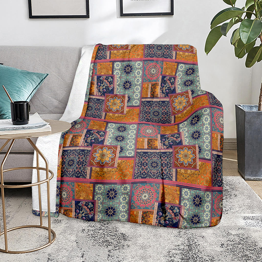 Ethnic Floral Patchwork Pattern Print Blanket