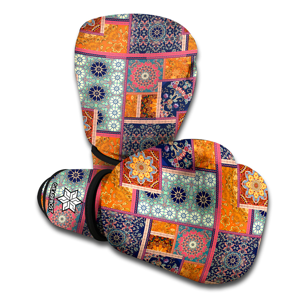 Ethnic Floral Patchwork Pattern Print Boxing Gloves