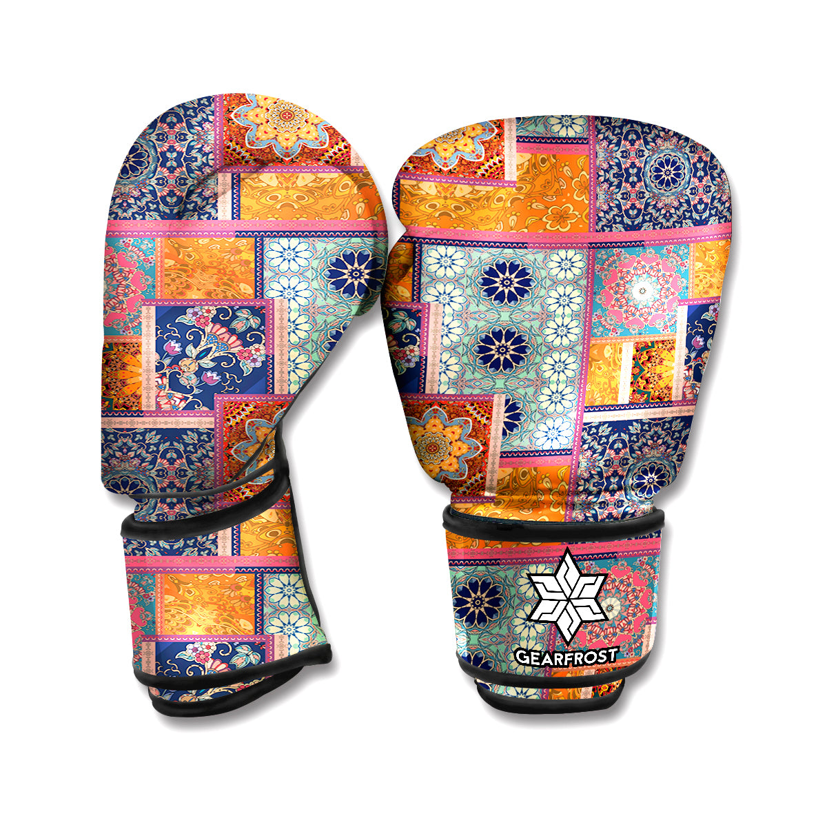 Ethnic Floral Patchwork Pattern Print Boxing Gloves