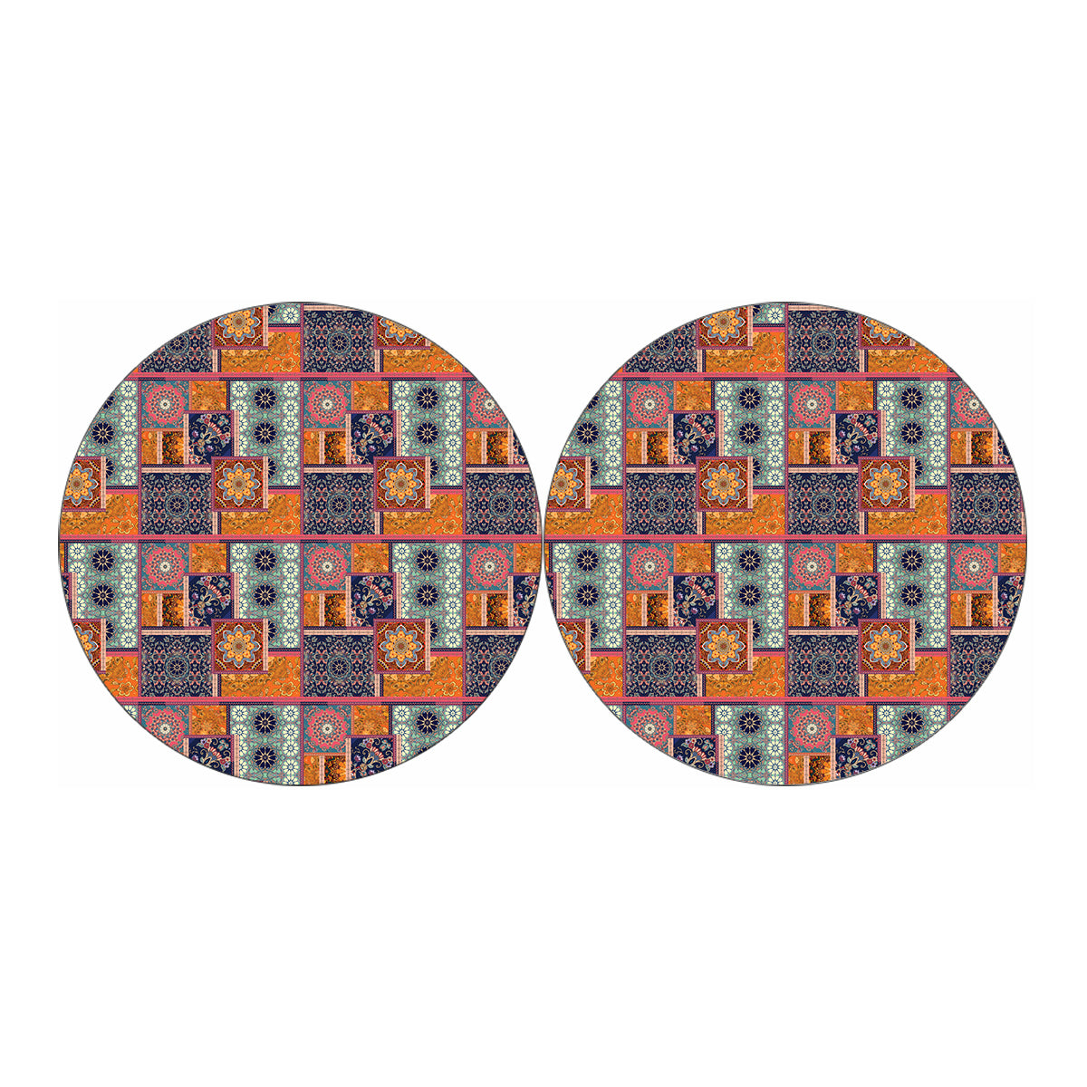 Ethnic Floral Patchwork Pattern Print Car Coasters