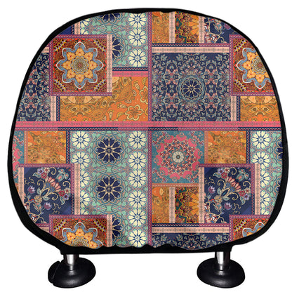 Ethnic Floral Patchwork Pattern Print Car Headrest Covers