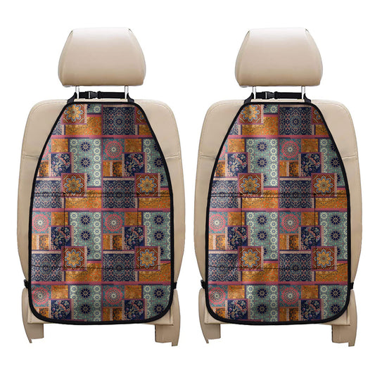 Ethnic Floral Patchwork Pattern Print Car Seat Organizers