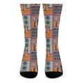 Ethnic Floral Patchwork Pattern Print Crew Socks