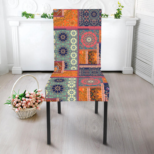 Ethnic Floral Patchwork Pattern Print Dining Chair Slipcover