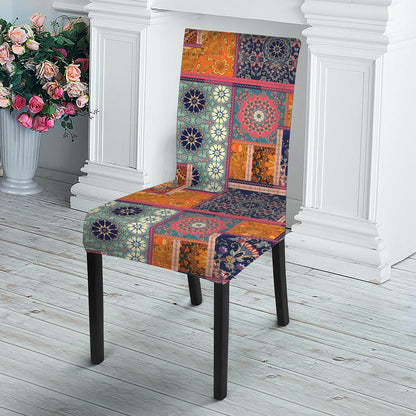 Ethnic Floral Patchwork Pattern Print Dining Chair Slipcover