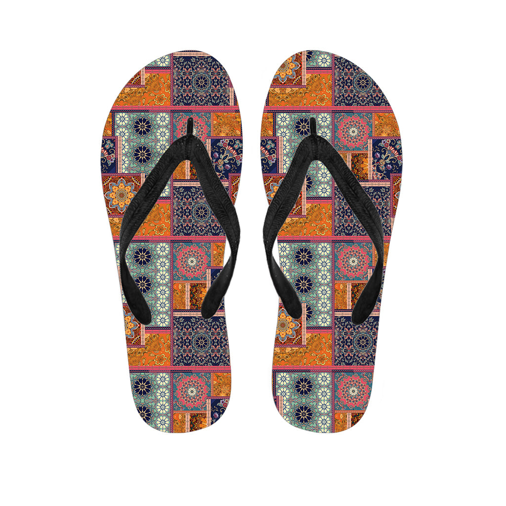 Ethnic Floral Patchwork Pattern Print Flip Flops