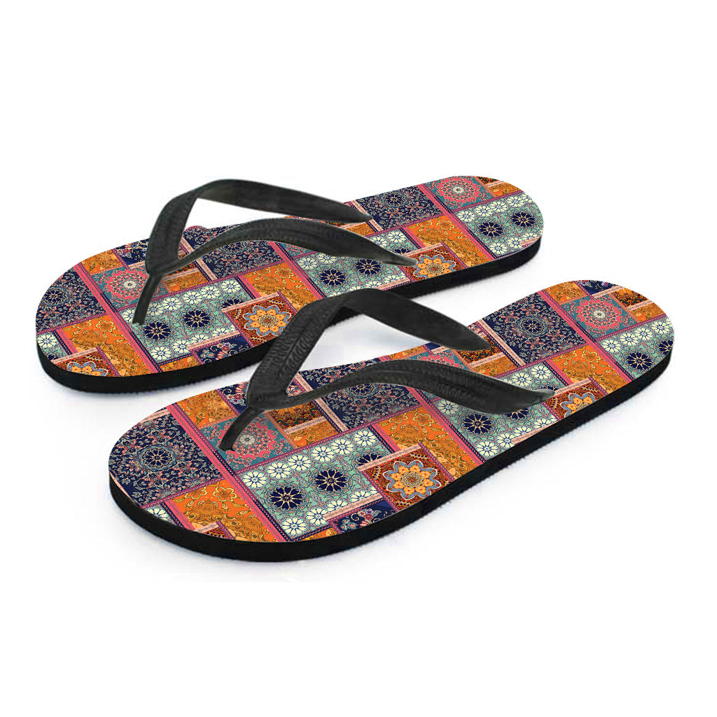 Ethnic Floral Patchwork Pattern Print Flip Flops