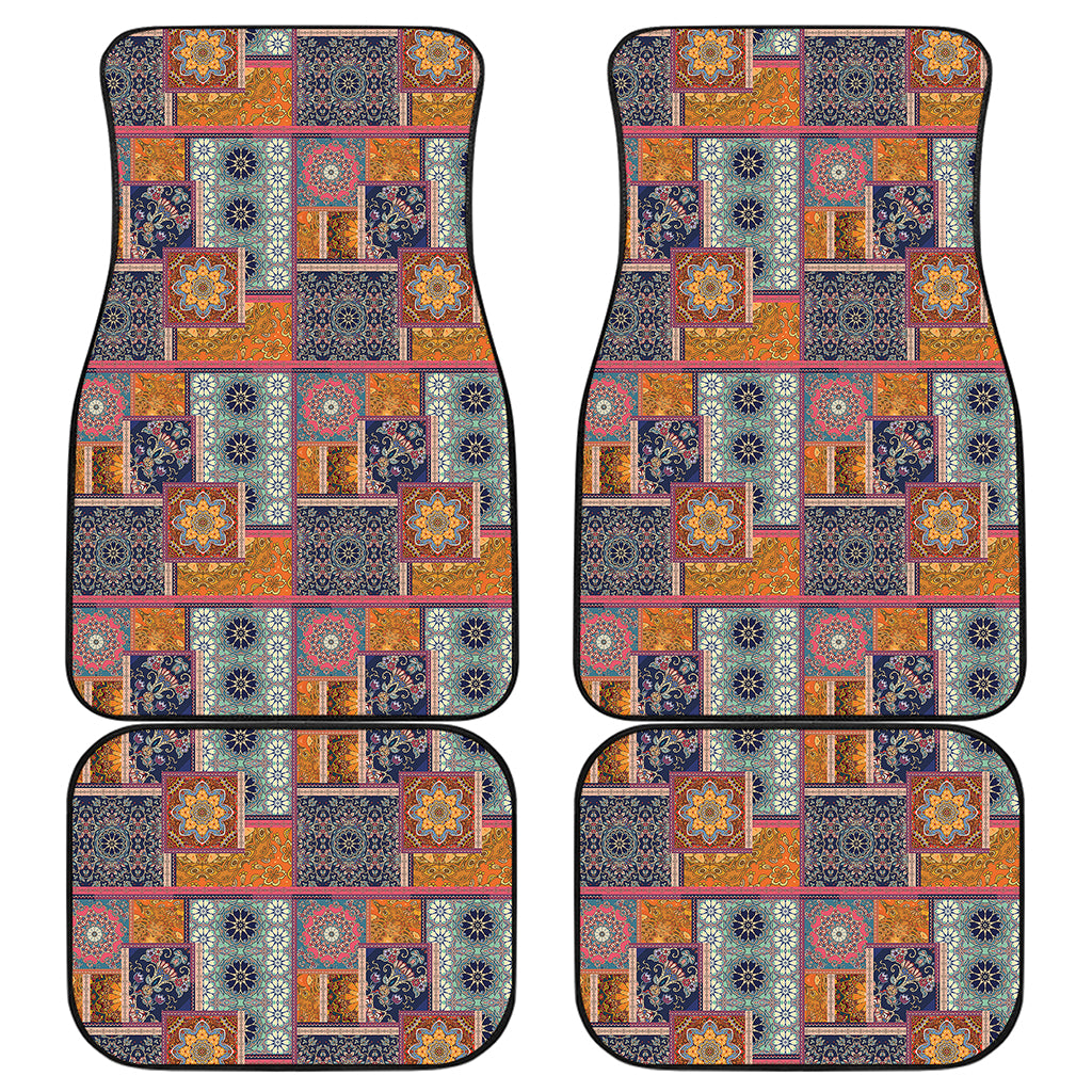 Ethnic Floral Patchwork Pattern Print Front and Back Car Floor Mats