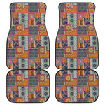 Ethnic Floral Patchwork Pattern Print Front and Back Car Floor Mats