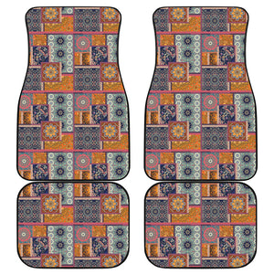 Ethnic Floral Patchwork Pattern Print Front and Back Car Floor Mats