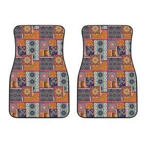 Ethnic Floral Patchwork Pattern Print Front Car Floor Mats