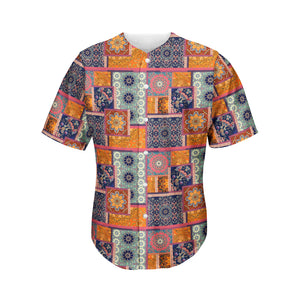 Ethnic Floral Patchwork Pattern Print Men's Baseball Jersey