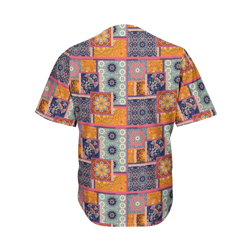 Ethnic Floral Patchwork Pattern Print Men's Baseball Jersey