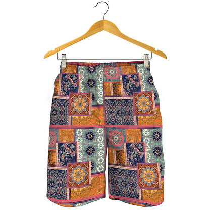 Ethnic Floral Patchwork Pattern Print Men's Shorts