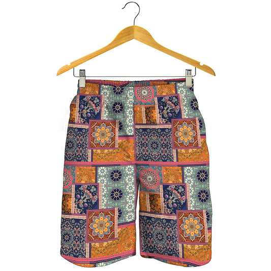 Ethnic Floral Patchwork Pattern Print Men's Shorts