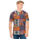 Ethnic Floral Patchwork Pattern Print Men's T-Shirt