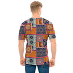 Ethnic Floral Patchwork Pattern Print Men's T-Shirt