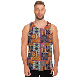 Ethnic Floral Patchwork Pattern Print Men's Tank Top