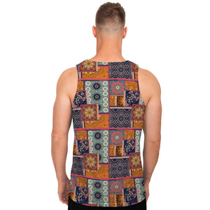 Ethnic Floral Patchwork Pattern Print Men's Tank Top