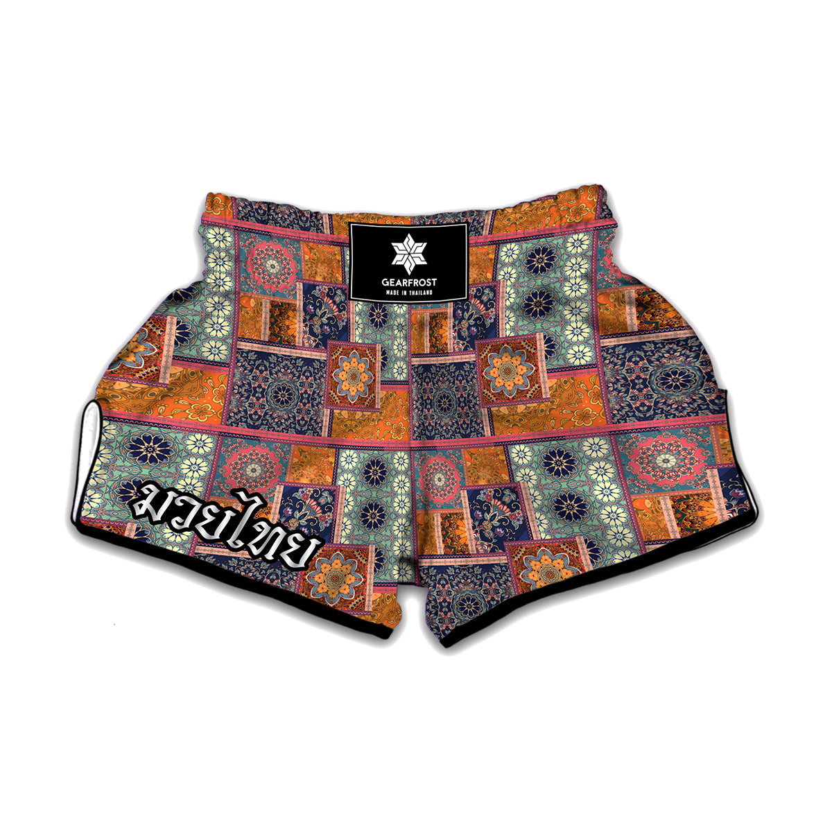 Ethnic Floral Patchwork Pattern Print Muay Thai Boxing Shorts