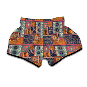 Ethnic Floral Patchwork Pattern Print Muay Thai Boxing Shorts