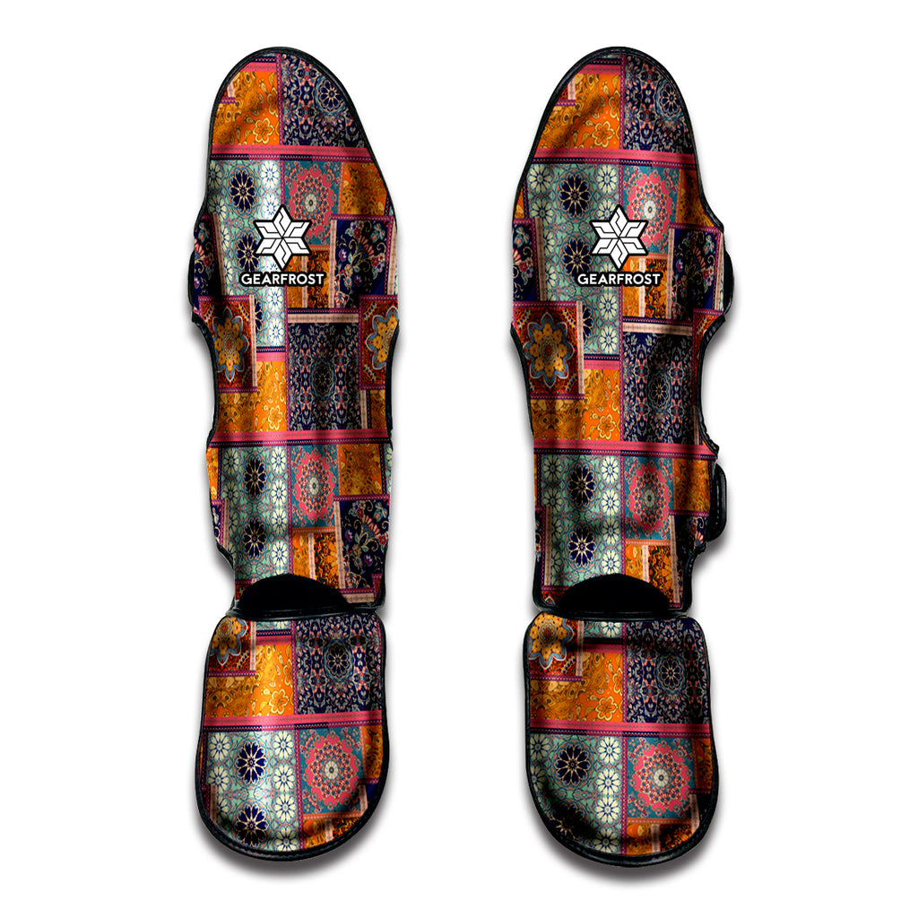 Ethnic Floral Patchwork Pattern Print Muay Thai Shin Guard