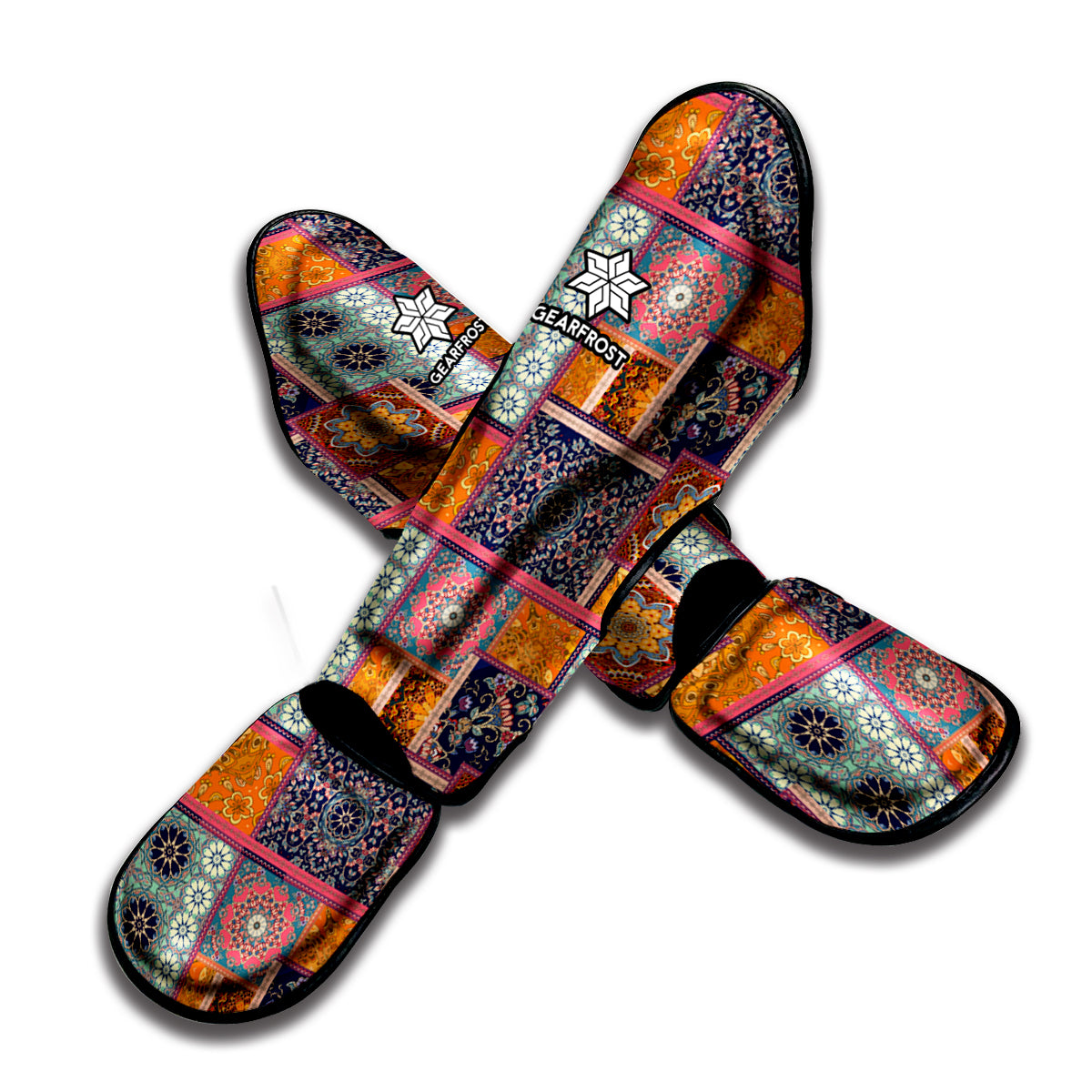 Ethnic Floral Patchwork Pattern Print Muay Thai Shin Guard