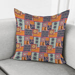 Ethnic Floral Patchwork Pattern Print Pillow Cover