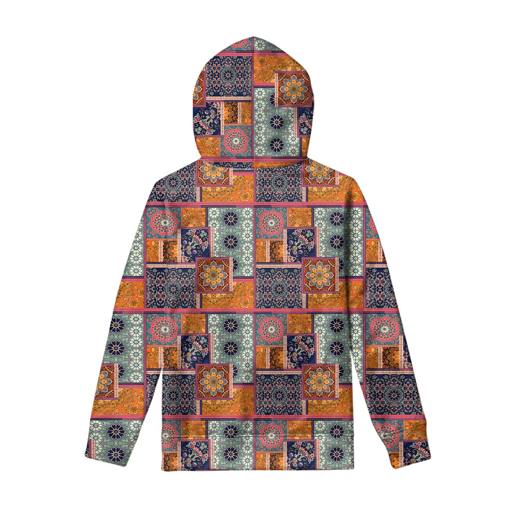 Ethnic Floral Patchwork Pattern Print Pullover Hoodie