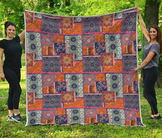 Ethnic Floral Patchwork Pattern Print Quilt
