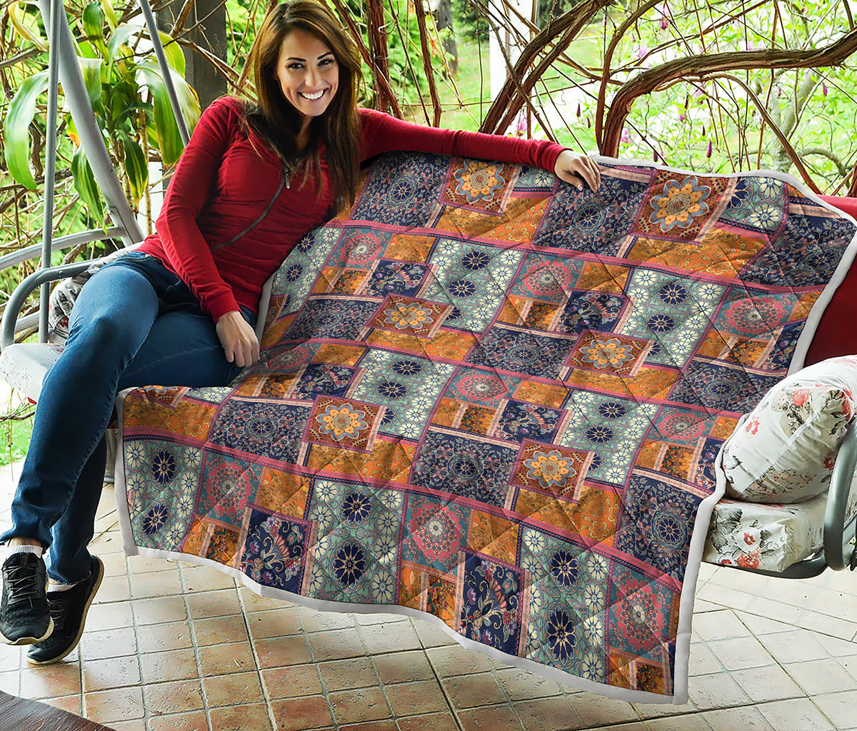 Ethnic Floral Patchwork Pattern Print Quilt