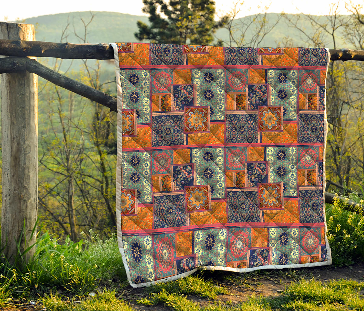 Ethnic Floral Patchwork Pattern Print Quilt