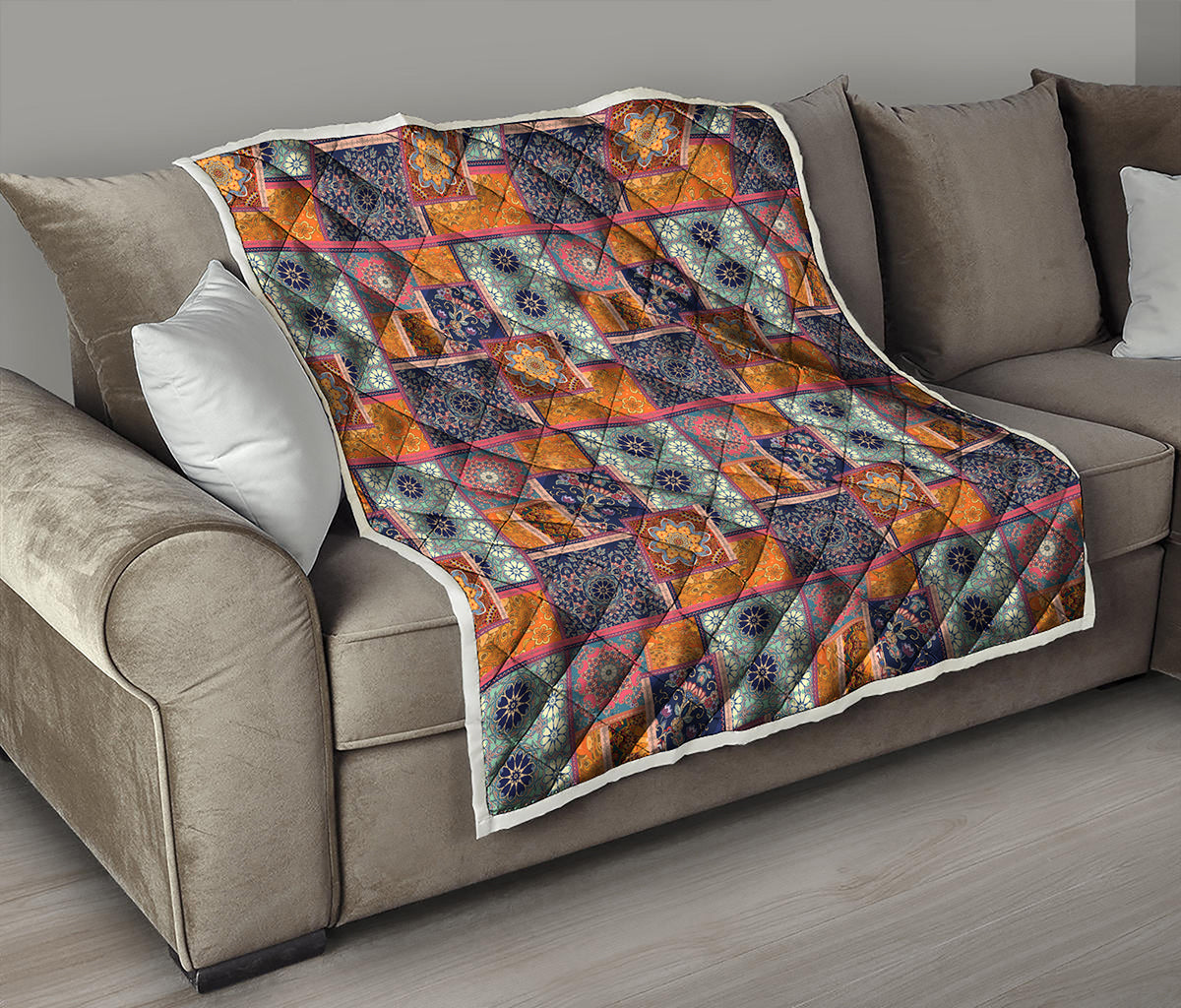 Ethnic Floral Patchwork Pattern Print Quilt