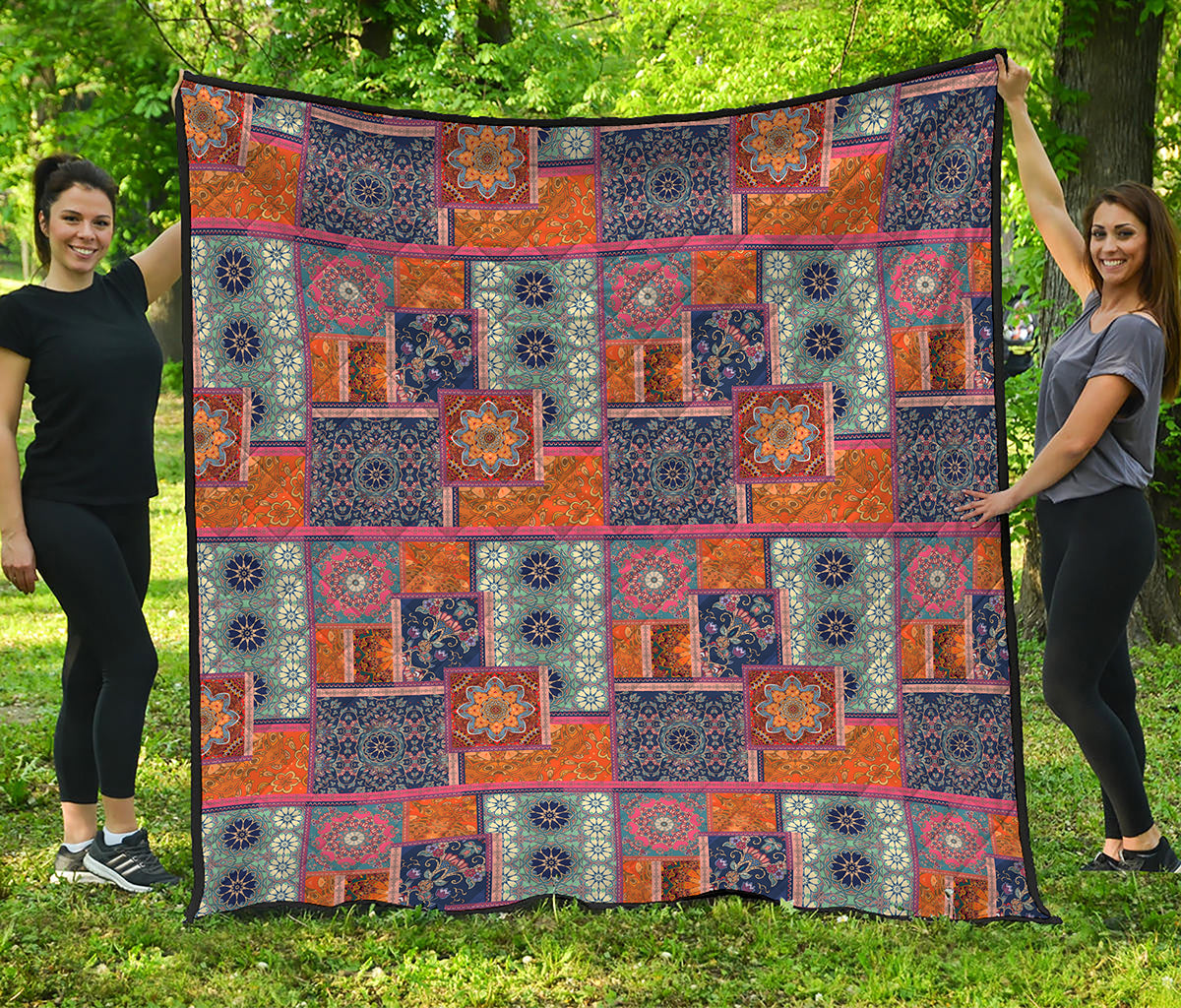 Ethnic Floral Patchwork Pattern Print Quilt