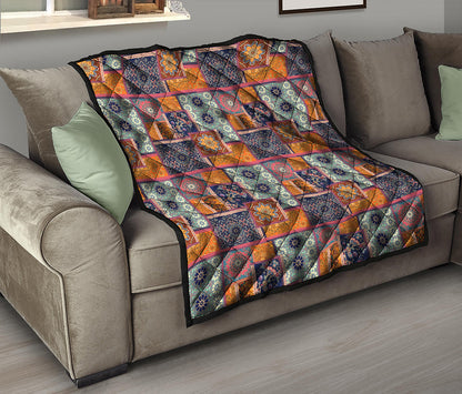 Ethnic Floral Patchwork Pattern Print Quilt