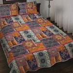 Ethnic Floral Patchwork Pattern Print Quilt Bed Set