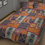 Ethnic Floral Patchwork Pattern Print Quilt Bed Set